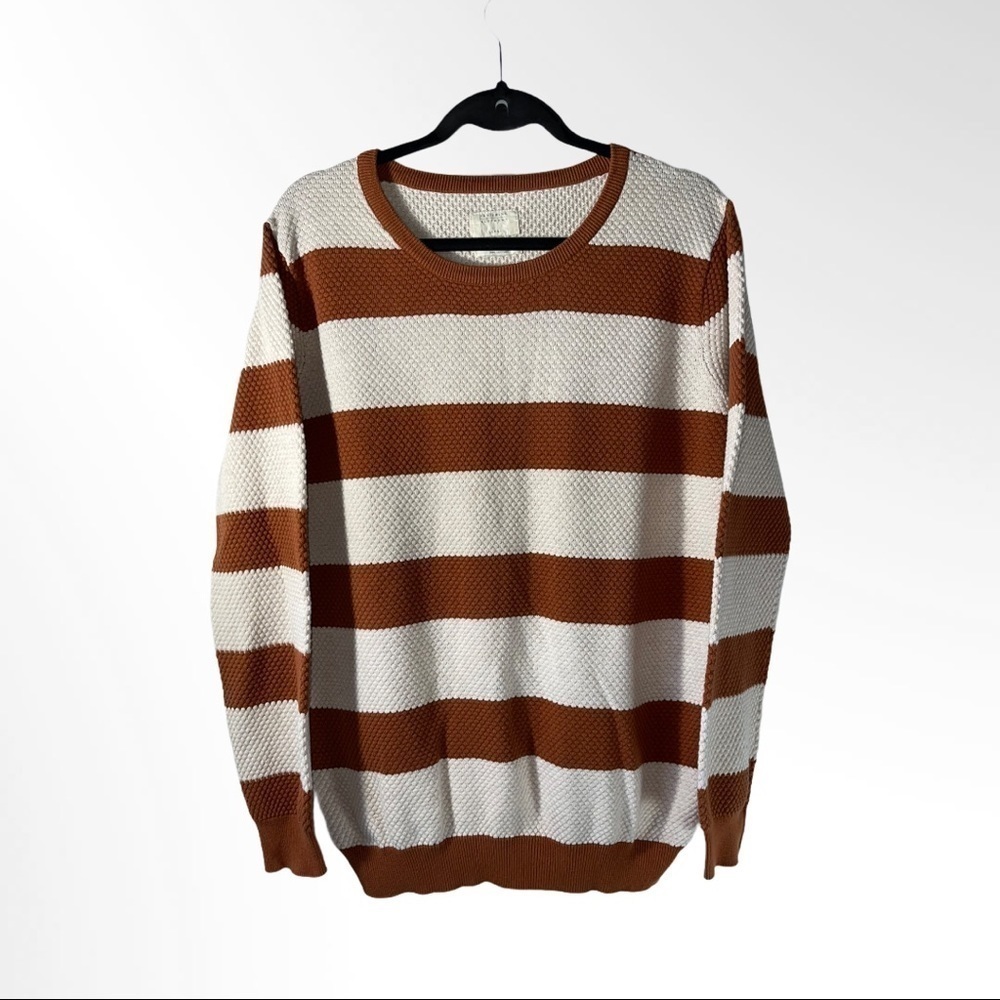 Vanishing Elephant Camel Striped Knit Sweater L